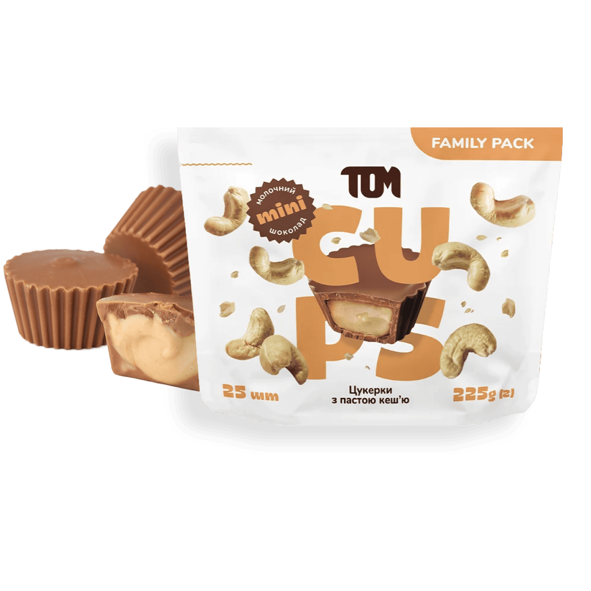 Mini Cups milk chocolate with cashew butter, 25pcs